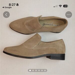 Free People Brady Suede Loafers Taupe 9.5 Boho Pointed Toe Slip-On Flats